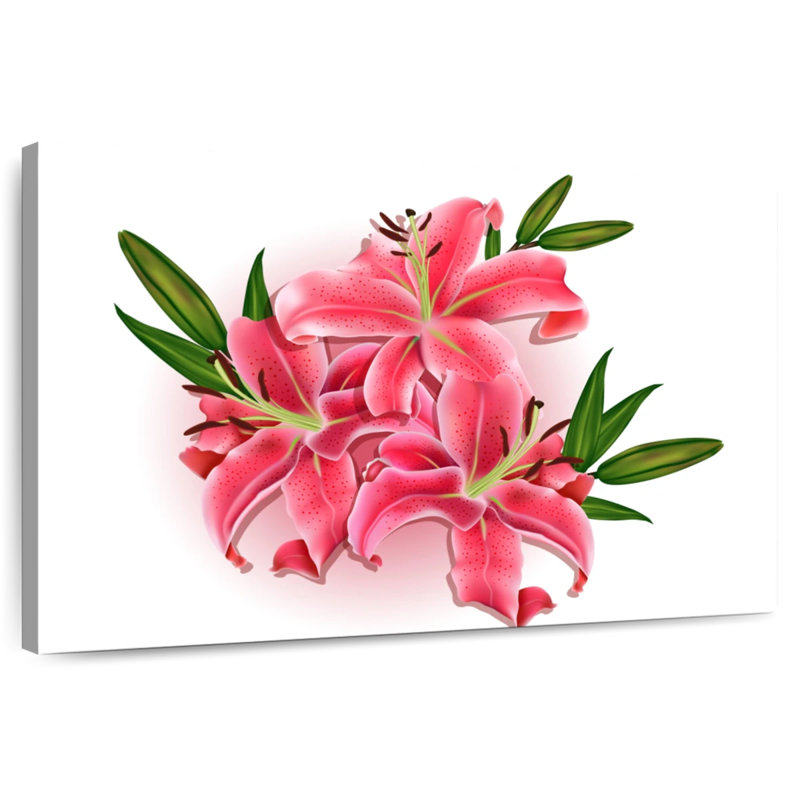 Harnek - jolies fleurs de lys roses, H 32 po x l 48 po