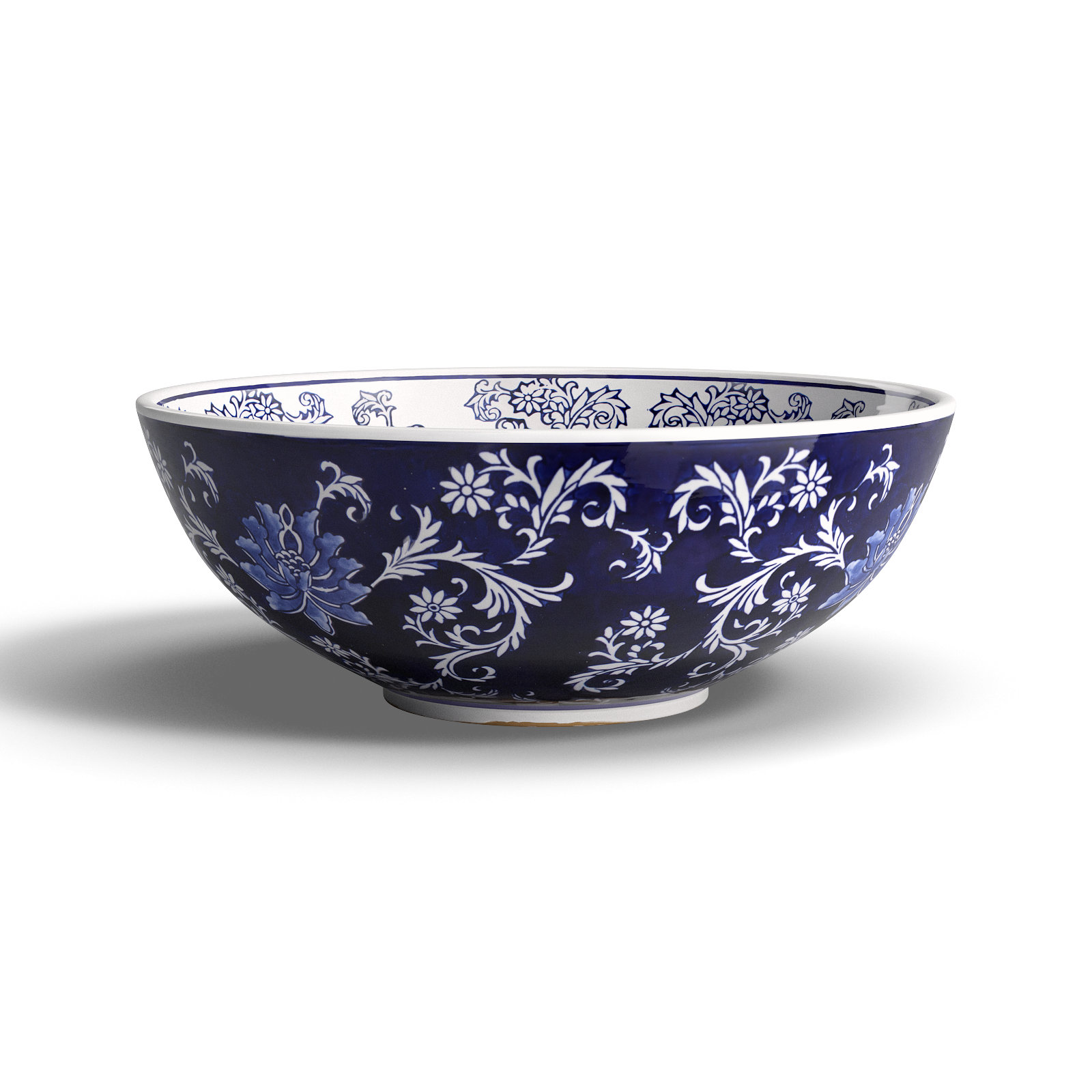 Euro Ceramica Blue Garden Lotus Fruit Bowl & Reviews | Wayfair