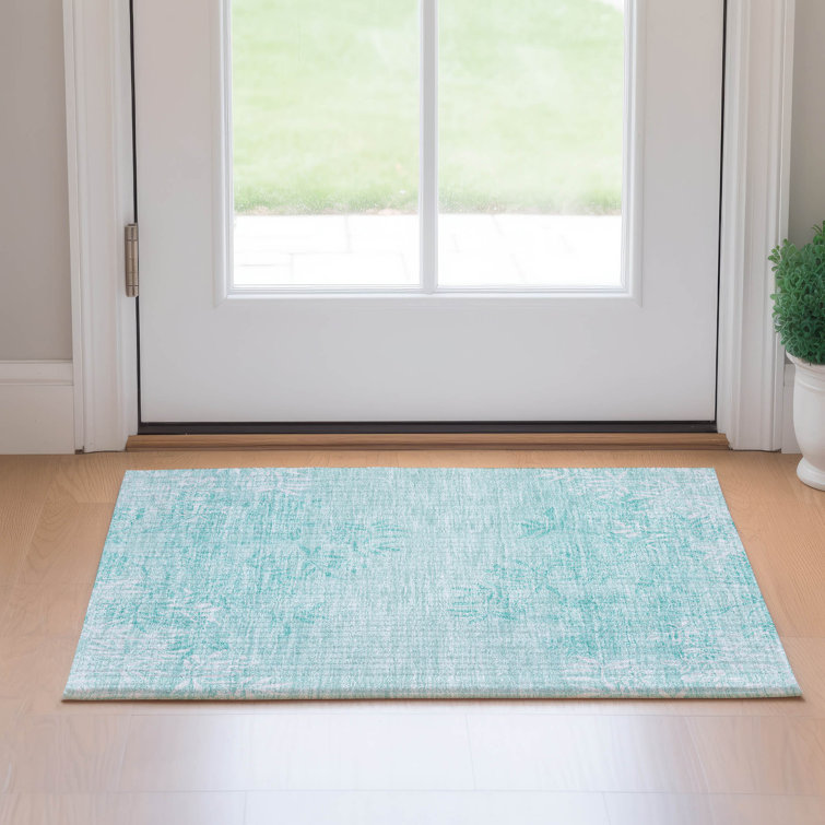 Premium Machine Washable Prisco Teal Rug
