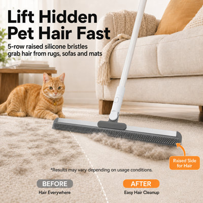 AORAN Floor Squeegee with 180° Rotating Head, Squeegee for Floor with 46'' Long AORAN Handle, Squeegee Broom, Squeegee for Window Cleaning, Bathroom Tile, Garage Concrete, Deck, Shower Glass
