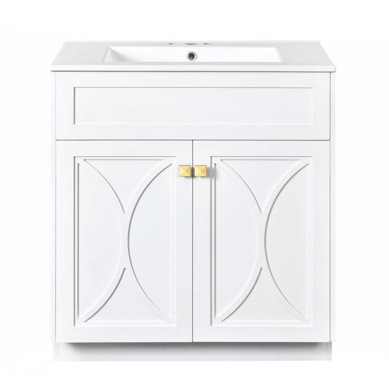 Meuble-lavabo 30 po avec lavabo en céramique, Blanc