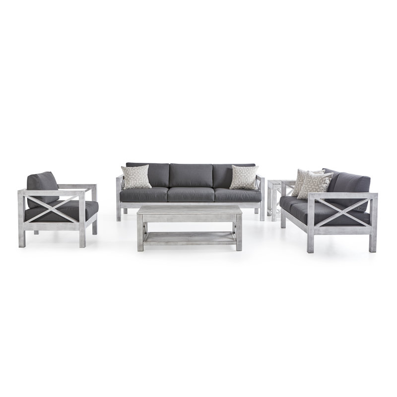 Causeuse de patio avec coussins Sunbrella Abbi-Rose, Tissage uni ardoise coulée Sunbrella®