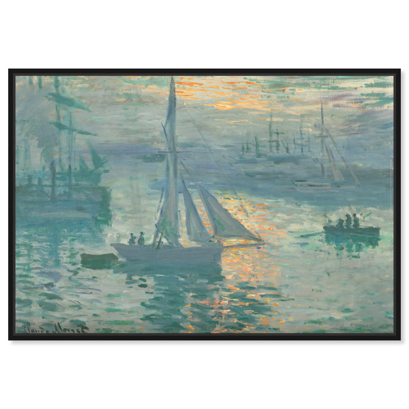 Art mural Monet Sunrise par Art Remedy, H 17 po x l 21 po, Cadre noir