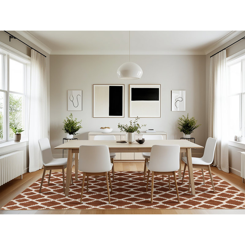 Machine Washable Trellis Brown Area Rug, Rectangle 7' x 10'