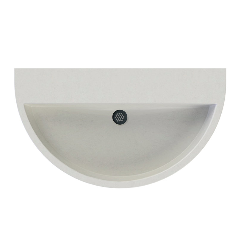 Évier en béton 30 po KURVE, Robinets monotrou, Lin blanc, Chrome poli