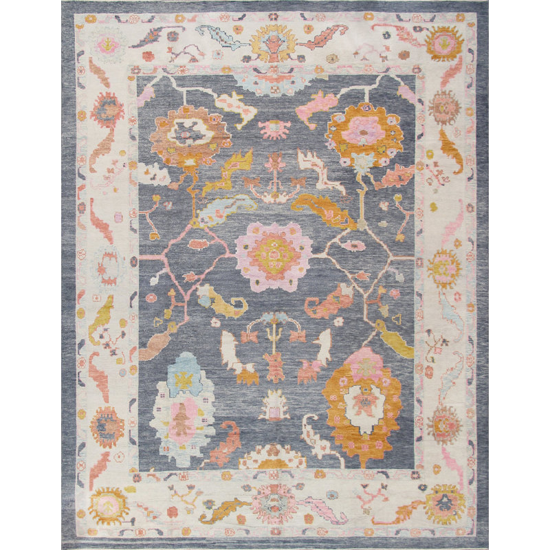 Oushak Hand Knotted Wool Oriental Indoor Rug, Rectangle 11'9" x 15'