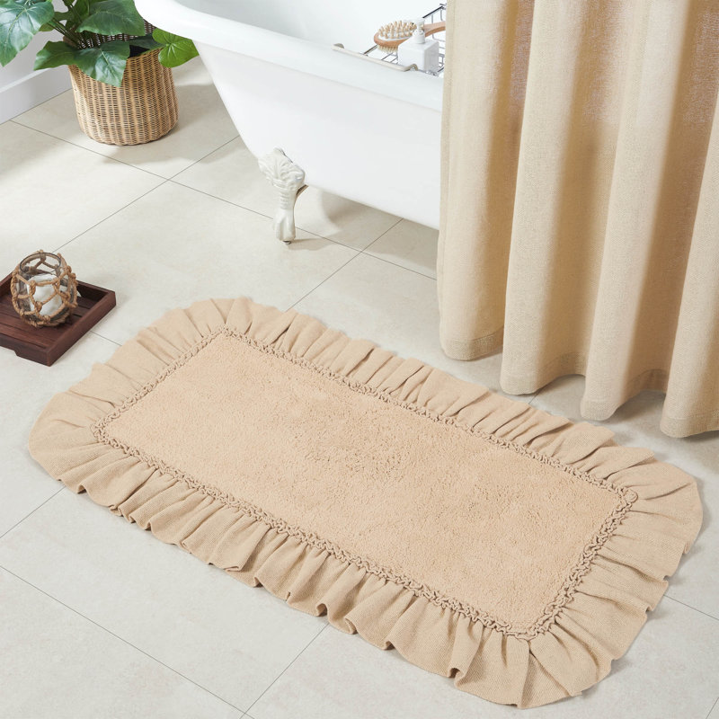 Dathan 100% Cotton Non-Slip Bath Mat, 27" W x 48" L, Vintage Tan