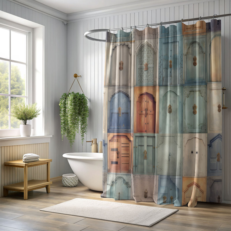 Aidoo Patchwork Shower Curtain, 74"H x 71"W