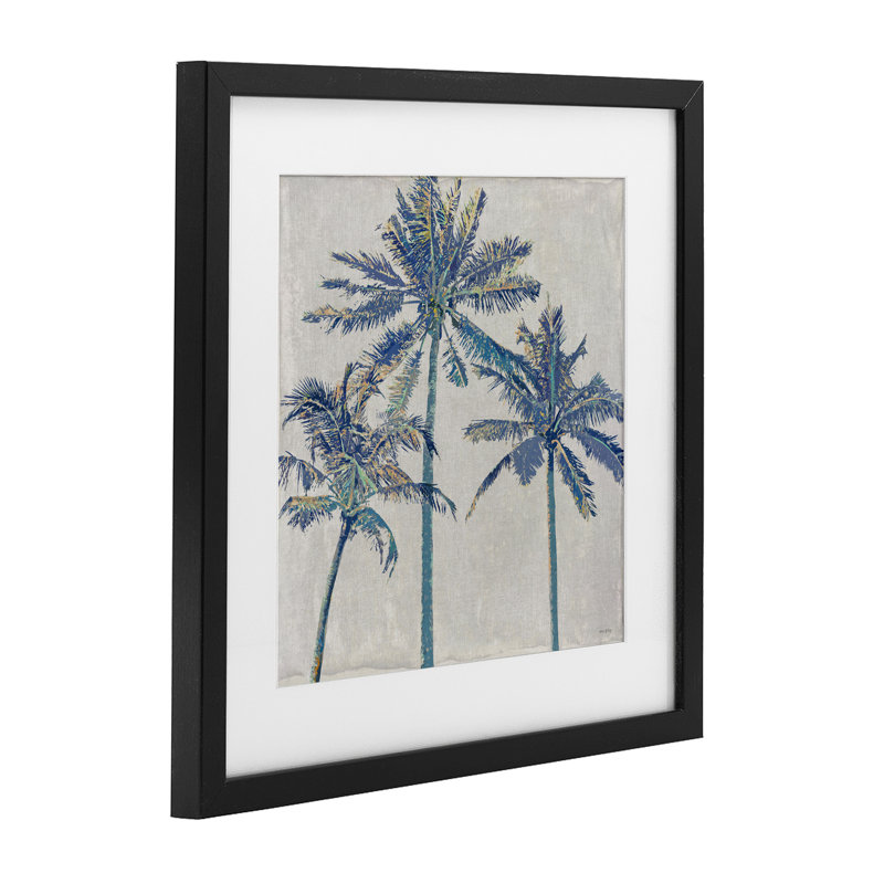 «Exotic Pop Blue Palms», reproduction sous verre encadrée par Amber Sterling, H 13 po x l 13 po, Cadre noir minuit