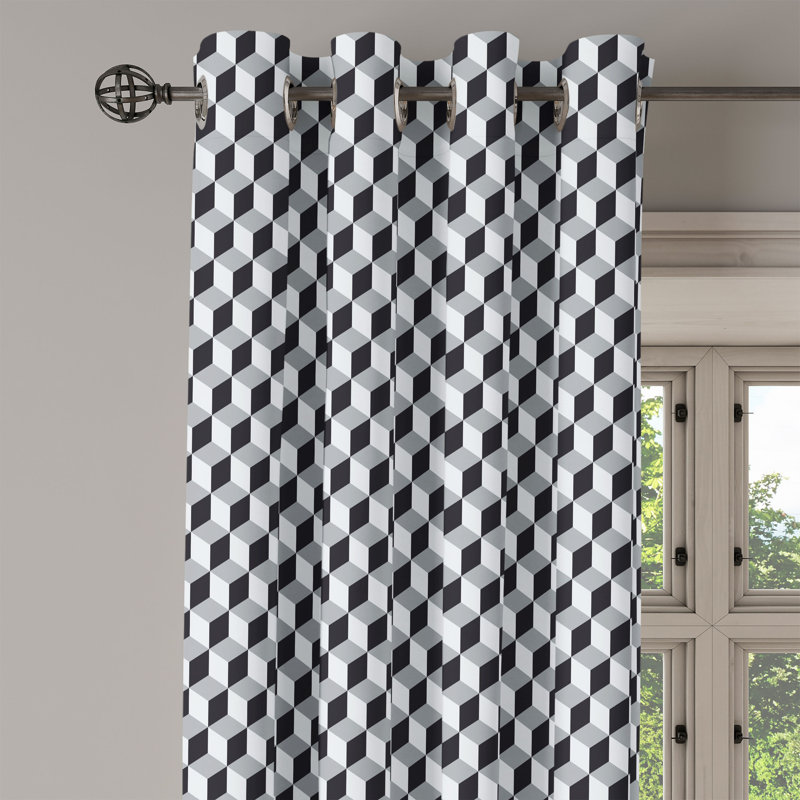 Rideau de fenêtre décoratif à 2 panneaux et à œillets gris noir Latitude Run®, 50 po x 72 po, gris pâle noir