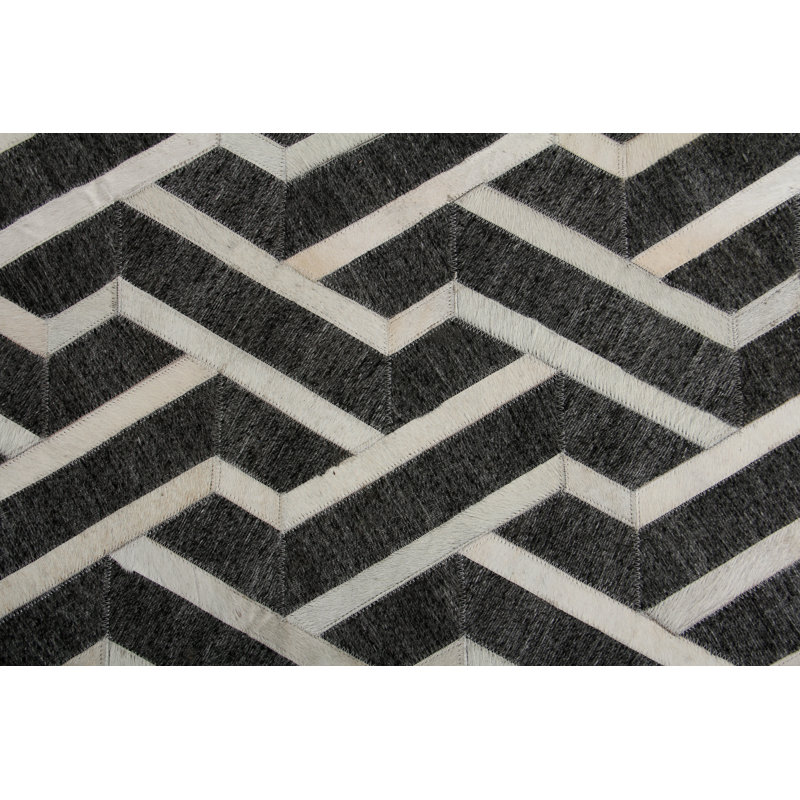 Berlin Cowhide Geometric Area Rug, Rectangle 5' x 8'