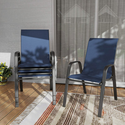 Ensemble de 4 chaises de salle à manger d'extérieur robustes avec siège large ergonomique