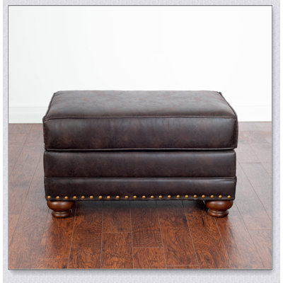 Leinster Faux Leather Upholstered Nailhead Ottoman
