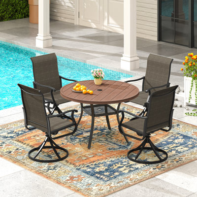 4-Person Outdoor Patio Dining Set With Swivel Dining Chairs