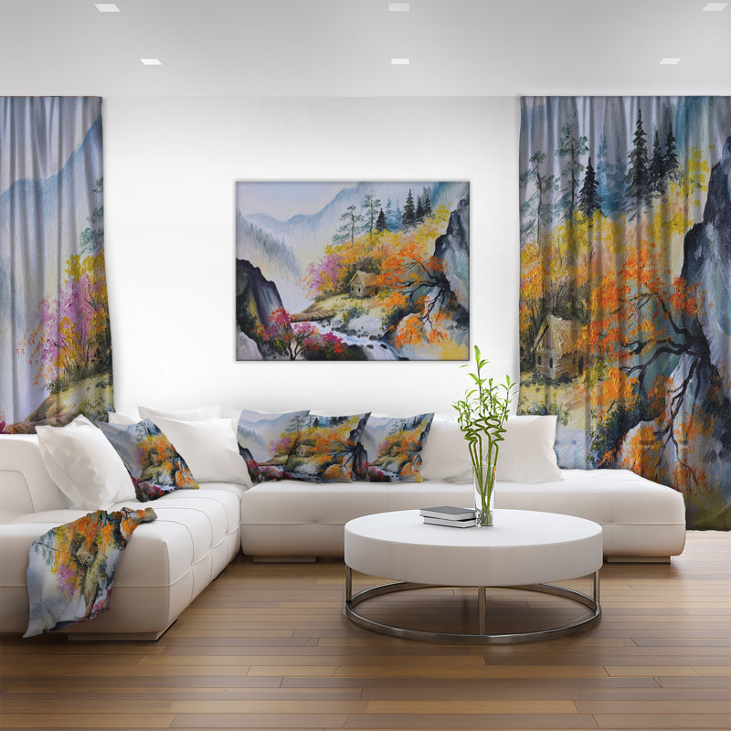 " House In The Mountains Landscape ", 30" H x 40" W