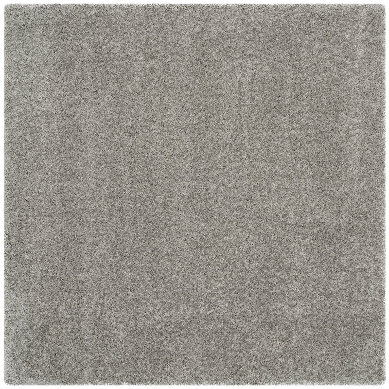 Tapis argenté à poils longs Assiya, Carré 8 pi
