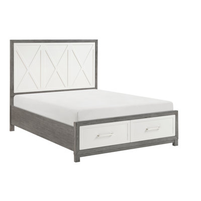Grand lit plateforme gris avec rangement, choix de chambre à coucher moderne