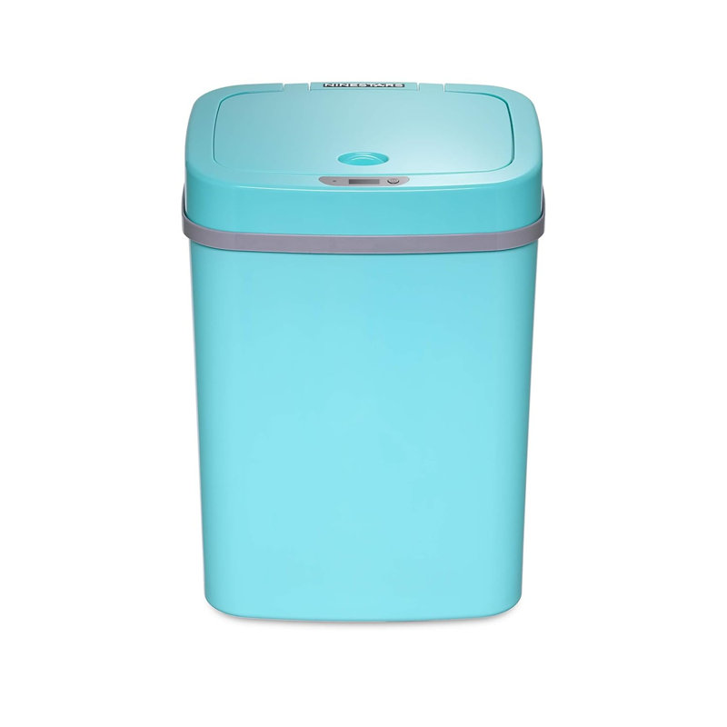 Nine Stars 3.2 Gallon Plastic Motion Sensor Trash Can, Teal Blue