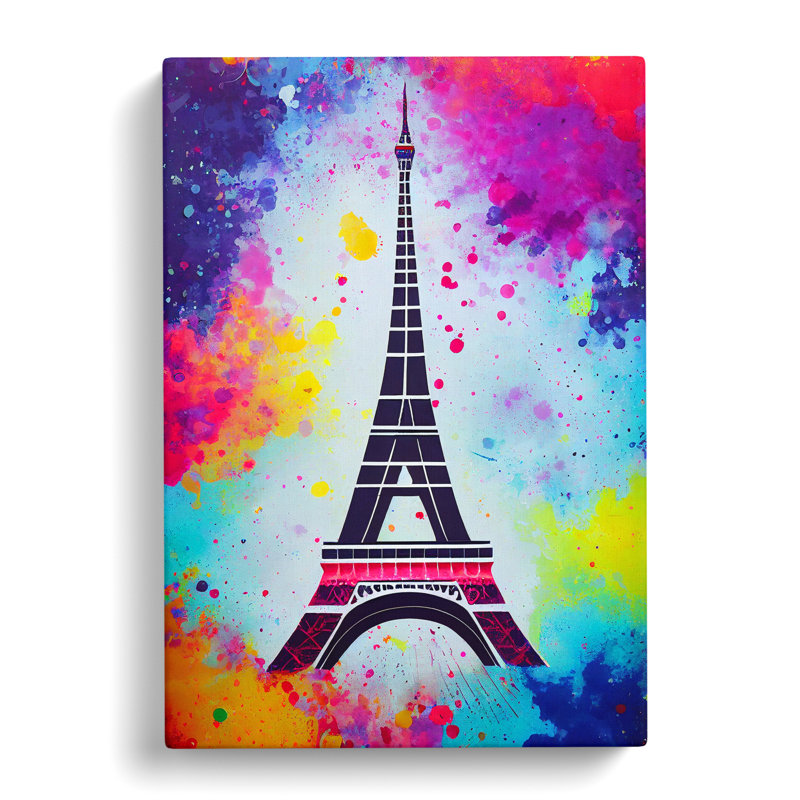 Eiffel Tower Paint Splash No.1 - Wrapped Canvas, 50cm H x 35cm W