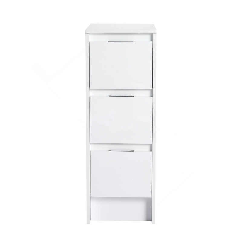 Armoire de rangement autoportante 12 po, 3 tiroirs à fermeture douce, blanc brillant, H 33,44 po x l 11,81 po x P 17,94 po