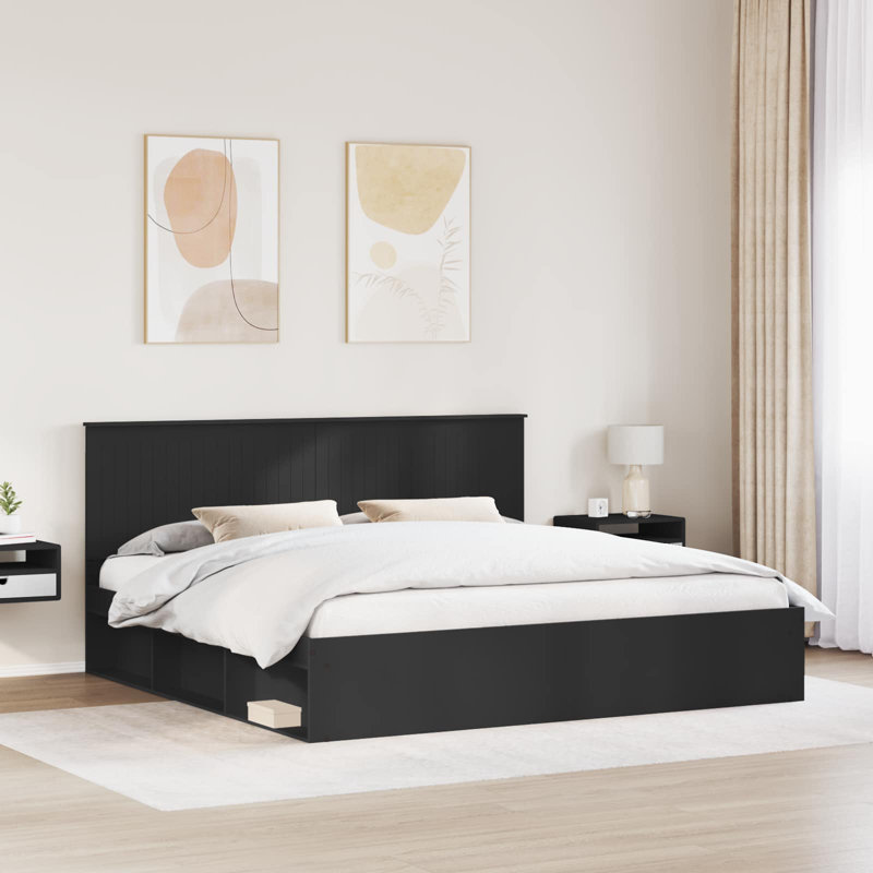Solid Wood Bed Frame, Super King (6'), Black