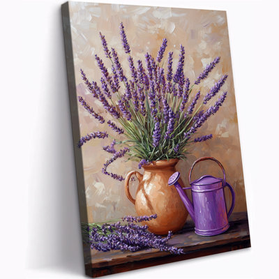  Flower Canvas Wall Art Rustic Still Life Prints, Country Botanical Lavender Painting, Serene Earth Tones Artwork Decor Vintage Farmhouse Ready-to-Hang for Bathroom Bedroom Living Room, 28x40 inches