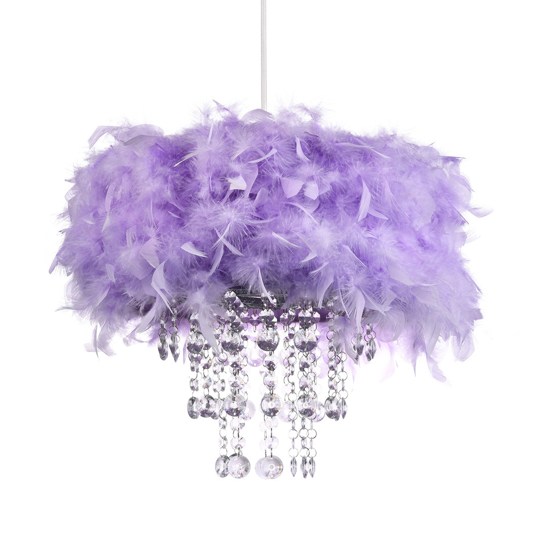 Contemporary Feather Pendant Light Shade with Transparent Acrylic Droplets
