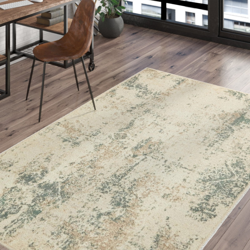 Tapis abstrait beige Abrianne, Rectangle 9 pi x 12 pi 2 po