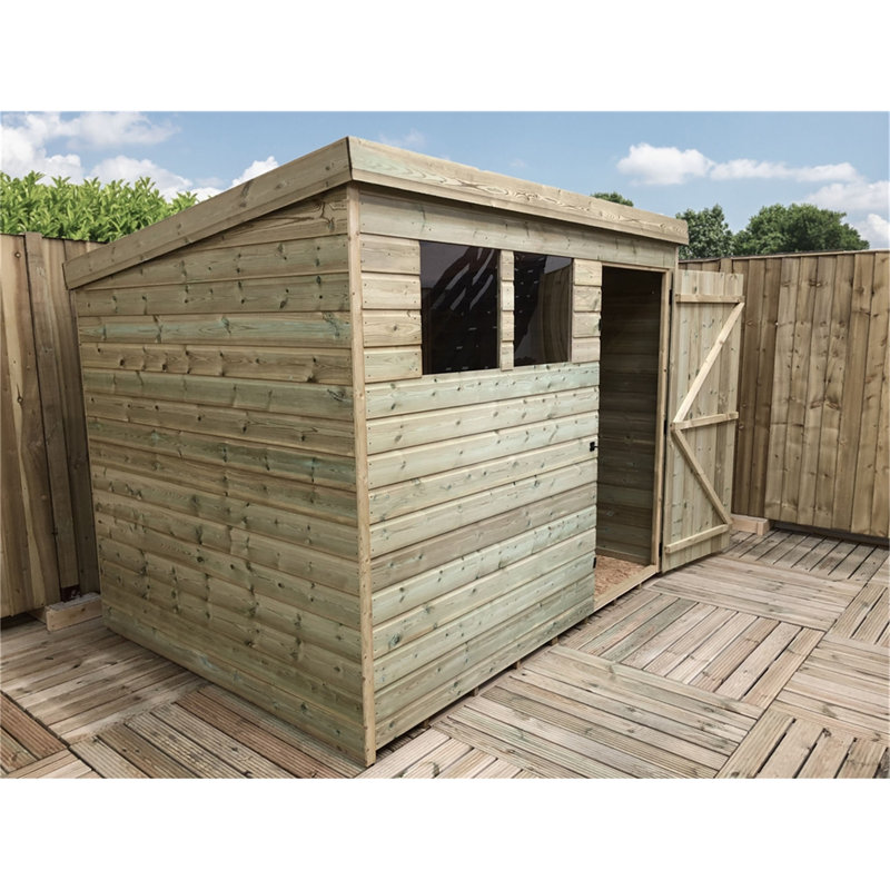 Brewerton 8 ft. W x 3 ft. D Solid Wood Garden Shed, 8 ft. W x 3 ft. D