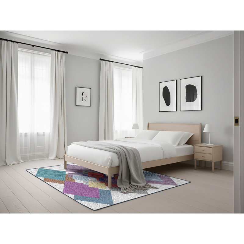 Tapis motif rose/vert/orange, Rectangle 5 pi x 7 pi