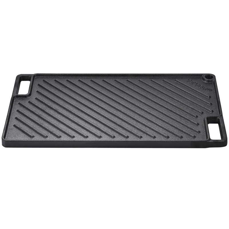 Black Cast Iron Reversible Double Burner Griddle Pan
