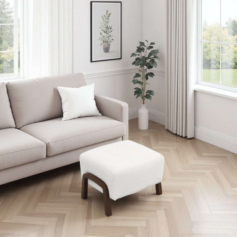 Upholstered Ottoman, Wooden Legs