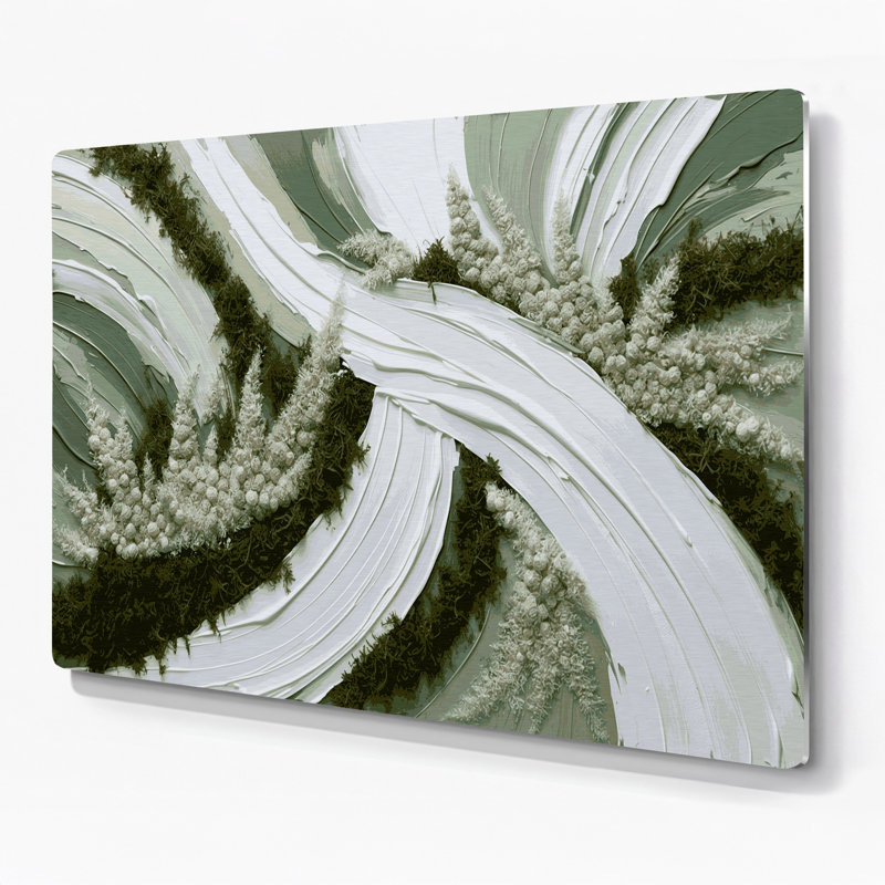 Art mural horizontal horizontal rayé en mousse blanc et métal
