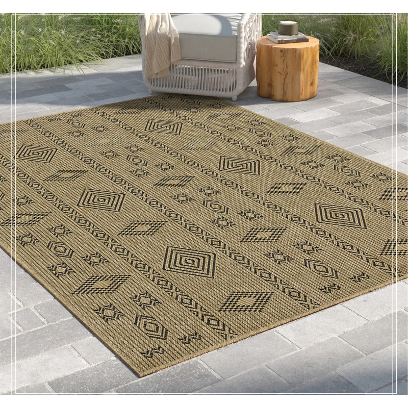 Tapis intérieur / extérieur en jute / noir, Rectangle 7 pi 10 po x 10 pi 3 po
