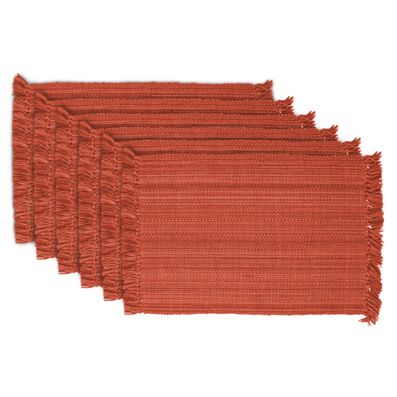 Ensemble de napperons en coton Wieland, Orange, À rayures