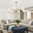 47”w Classic Chandelier With White Linen Shades-1168848332