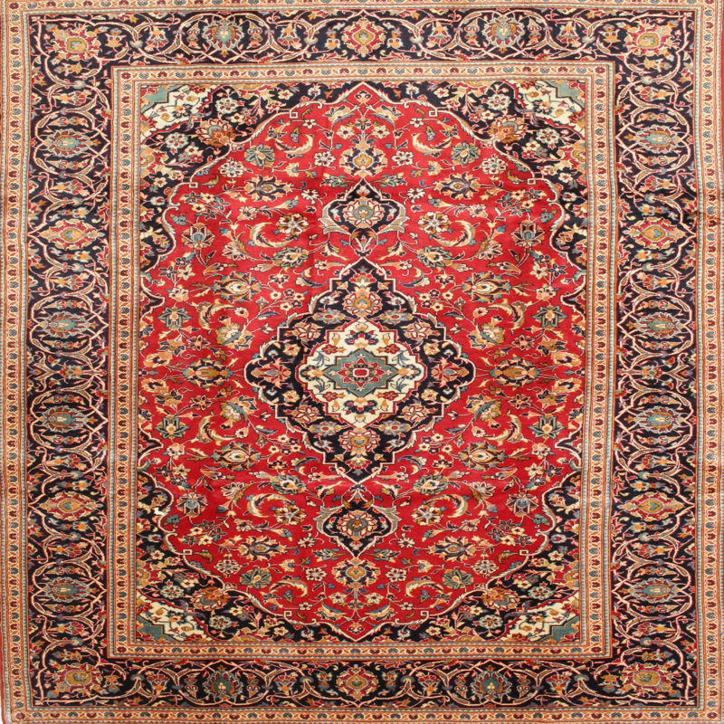 Tapis traditionnel rouge / brun, Rond 6 pi