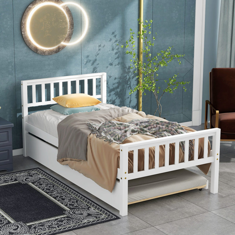 Gotar Solid Wood Bed Frame with Headboard, White