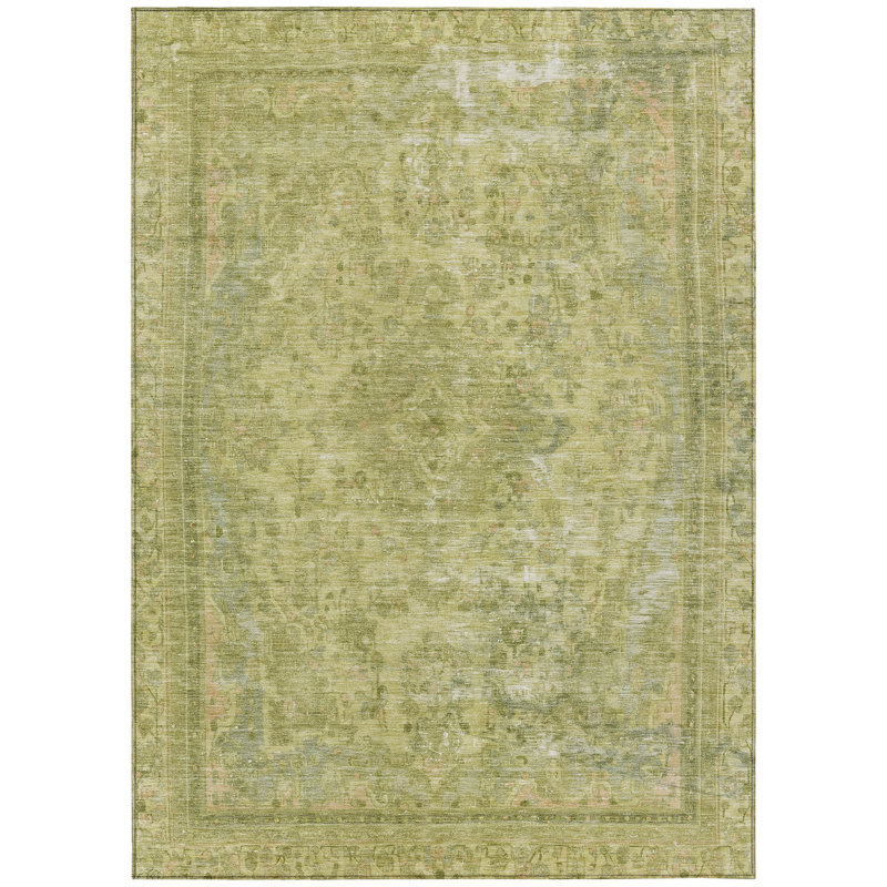 Blazura Green Washable Indoor-Outdoor Rug - LOOMLAN, 2'6" x 3'10"