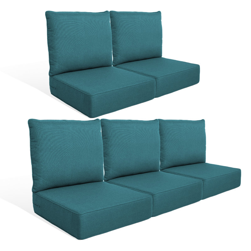 Coussin de siège / dossier de remplacement pour l'extérieur 6 po, L 22 po x P 24 po, Vert paon, 5