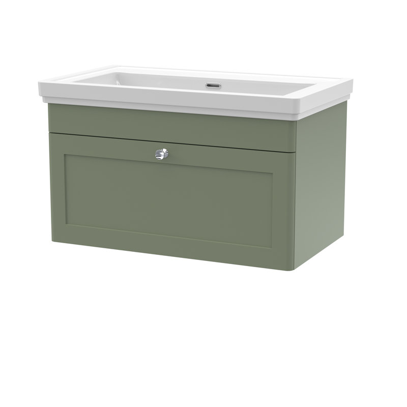 Classique 830mm Single Bathroom Vanity with Drop In Vitreous China Basin, Satin Green