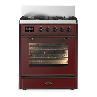 Cuisinière à double carburant 30 pouces avec 5 brûleurs scellés bourgogne de Majestic III Series (propane liquide, garniture brunie)