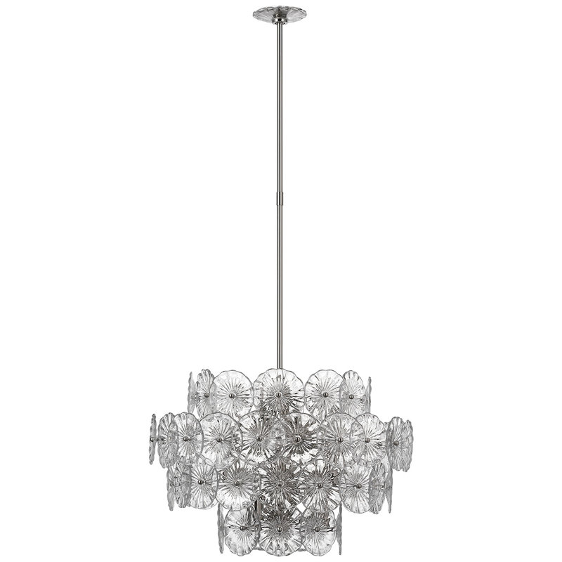 Julie Neill Gianna 24" Chandelie, Clear, Burnished Silver Leaf