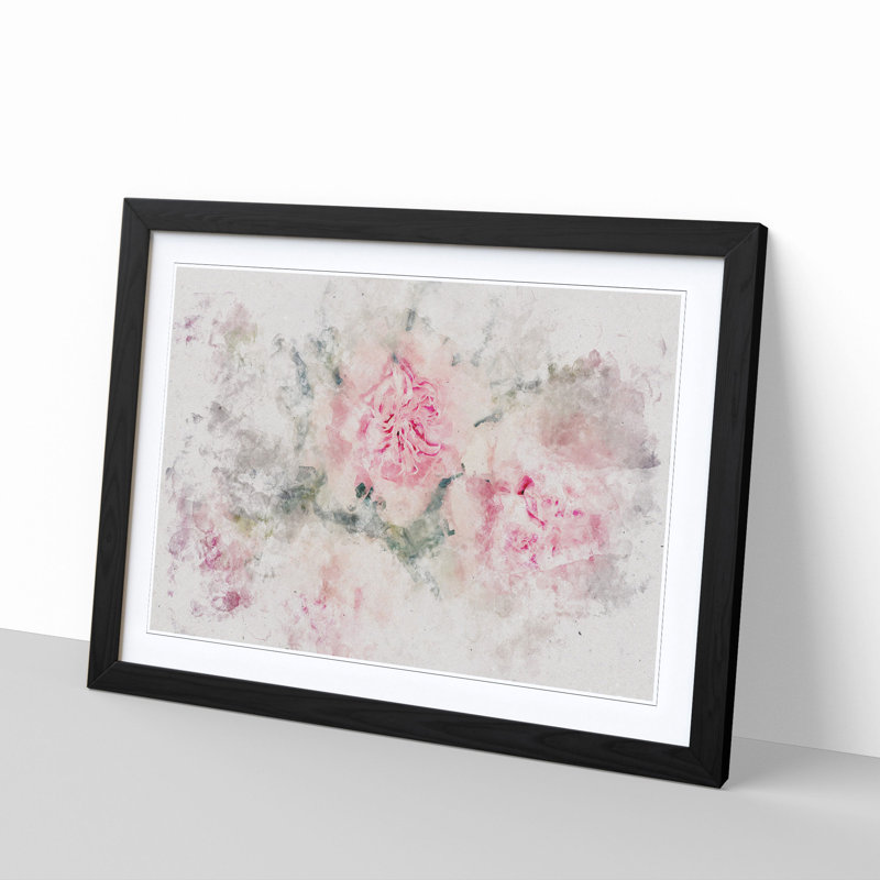 Pale Pink Carnation Flowers - Framed Print, 24cm H x 33cm W x 2cm D, Black Framed