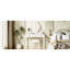 Table de maquillage rétro blanche avec miroir ovale réglable à 180 degrés, 5 tiroirs doublés de velours et tabouret rembourré, coiffeuse en bois d'hévéa massif assorti à la chambre à coucher