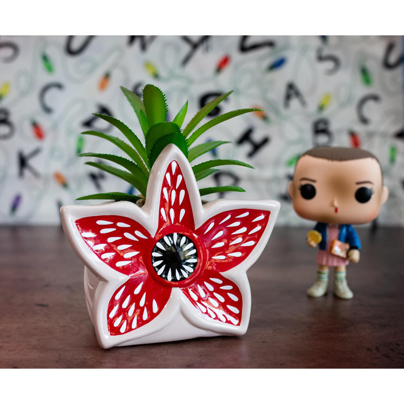 Mini pot à fleurs en céramique 3 pouces avec plante artificielle Stranger Things Demogorgon
