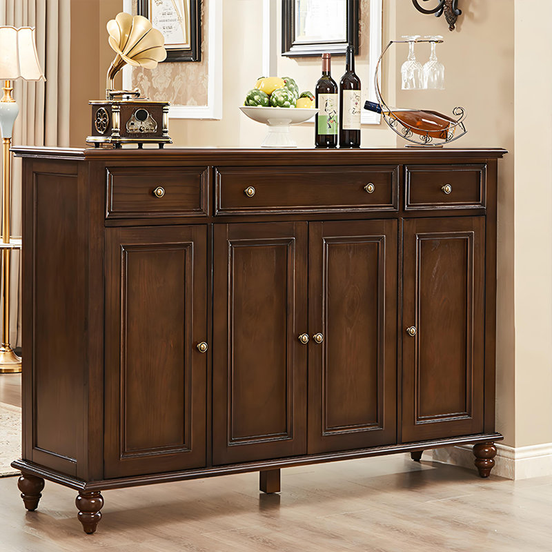Armoire de rangement en bois massif brun de style américain 62,6 "