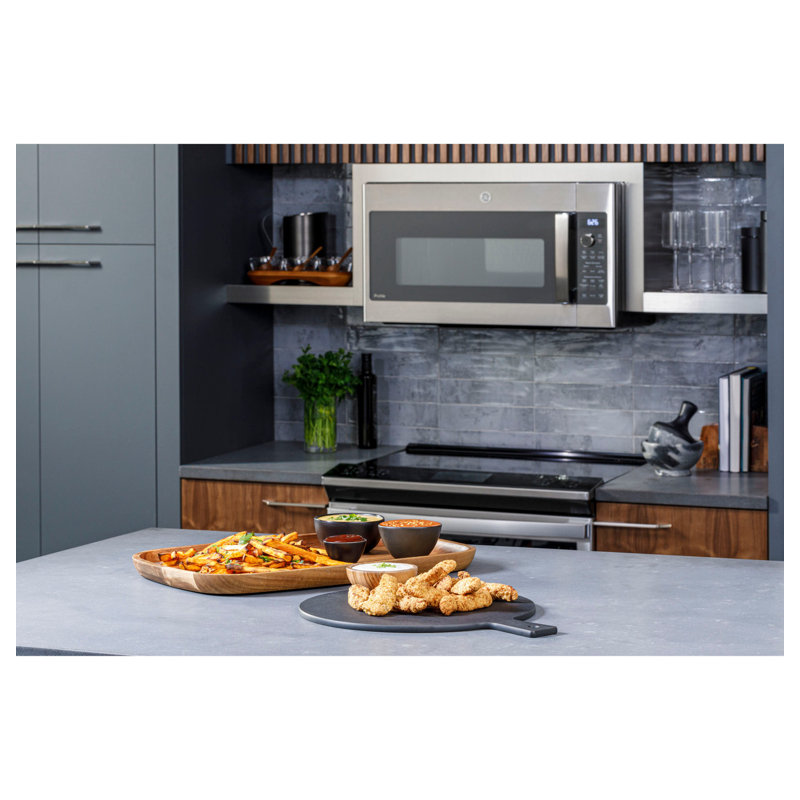 GE Profile 1.7 Cu. Ft. Convection Over-The-Range Microwave Oven, Black Stainless