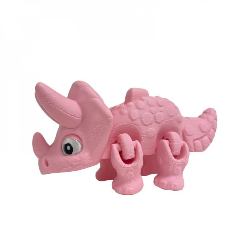 3D Printed Baby Triceratops Figurine, Pink