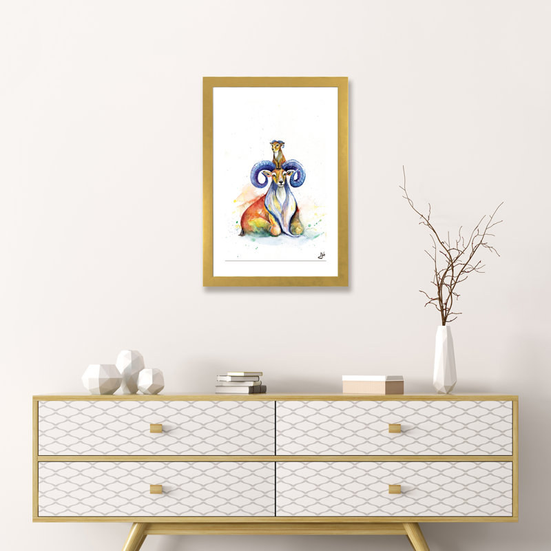 Décoration murale pour enfants Uncanny Urial, H 32 po x l 24 po x P 1 po, Papier encadré doré